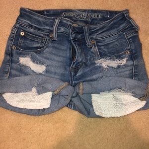 american eagle ripped jean shorts